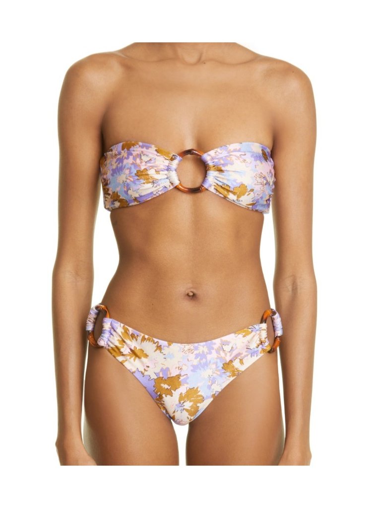 Zimmermann Womens Violet Ring Bandeau Bikini Swimsuit Floral Size 1 / Us 4 - 6